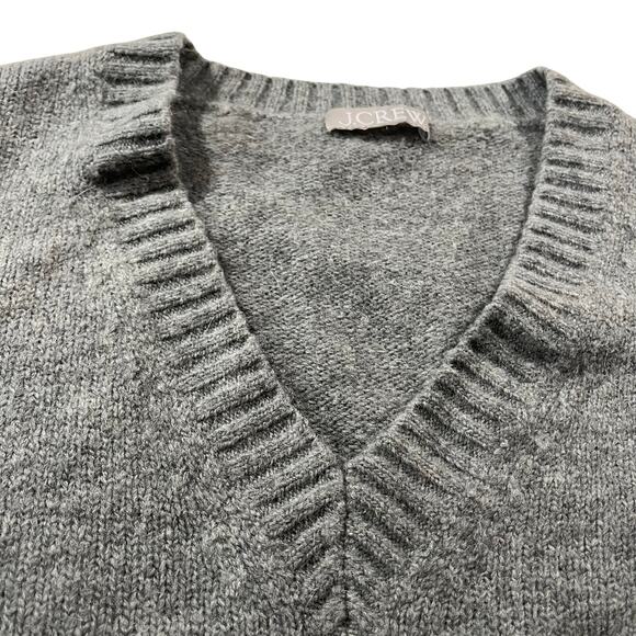J Crew Grey Merino Wool Alpaca Blend Grey V Neck Pullover Sweater Sz S Preppy - Picture 3 of 7
